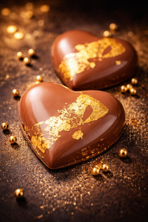 Млечно сърце Голд пралина с карамелизиран лешник,златно криспи и злато 24 карата 130гр