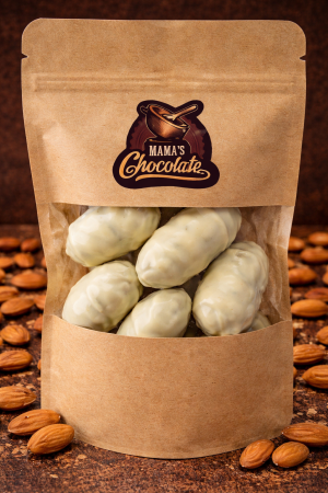 БОНБОНИ ФУРМА С БЯЛ ШОКОЛАД ,КАРАМЕЛ И ХРУПКАВ БАДЕМ