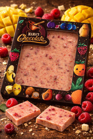 BELGIAN CHOCOLATE WITH MANGO AND RASPBERRY